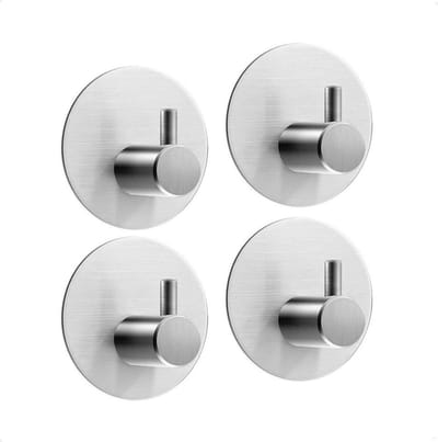 Go Go Gadget - "4-Stks RVS Zilveren Handdoekhaakjes Set - Zelfklevend voor Badkamer & Keuken"