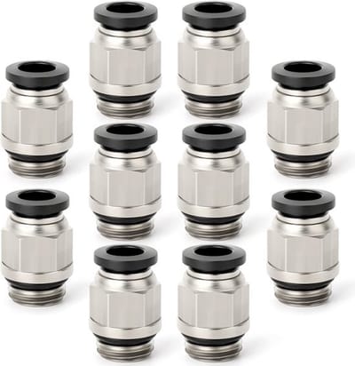 Allecto - 10 Pcs Mannelijke Push-In Connector - 8mm Buis Od - Hoge