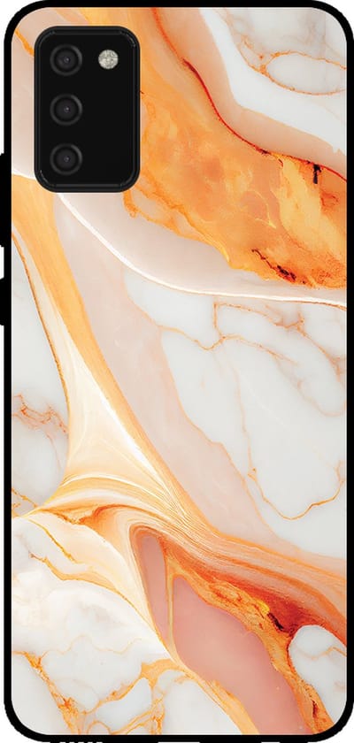 Smartphonica Telefoonhoesje voor Samsung Galaxy A02s met marmer opdruk - TPU backcover case marble design - Oranje geschikt voor Samsung Galaxy A02s