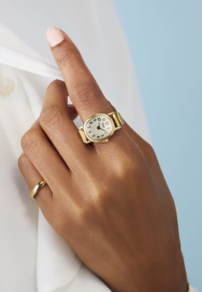 Timex Cavatina Mini Quartz Analoog Horloge Goudkleurig En Champagne Kast Gemaakt Van 100% Roestvrij Staal En Een Armband Van 100% Roestvrij Staal 16 TW2Y70700AJ, TW2Y70800AJ, TW2Y77200AJ