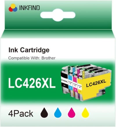 INKFIND LC426XL inktcartridges Geschikt voor BrotherLC426XL Brother LC426XL Brother LC-426 LC-426XL LC426 multipack van 4 stuks (1 x zwart, 1 x cyaan, 1 x magenta, 1 x geel) inktcartridges voor Brother MFC-J4335DW MFC-J4340DW MFC-J4535DW MFC-J4540DW