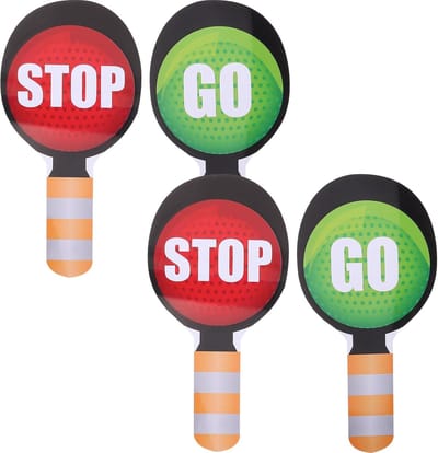 Stopborden Set - Verkeerslicht Speelgoed - Verkeersveiligheid Leren - Dubbelzijdig Ontwerp - 25 cm Lengte - Diverse Kleuren