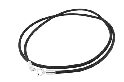 Veterkoord ketting 2mm zwart rubber met 925 zilveren sluiting 45cm