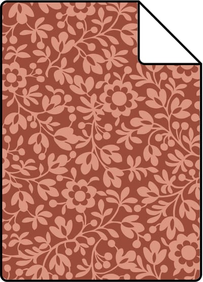 Proefstaal ESTAhome behang bloemetjes terracotta - 26.5 x 21 cm - 131671-S