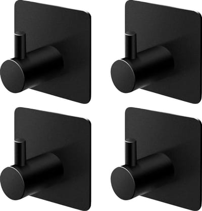 YONO Handdoekhaakjes Zelfklevend - Haakjes – Plakhaakjes - RVS – 4 Stuks – Zwart