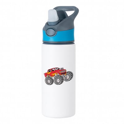 Hacebo® - Monstertruck waterfles met rietje blauw - Auto - Autoliefhebbers - Autosport - motorsport - water fles - 650ML