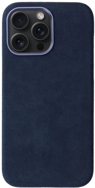 Rosso Avanti Hoesje Geschikt voor Apple iPhone 16 Pro Max | Compatibel met MagSafe / Qi2 | Echt Italiaans Alcantara | Back Cover | Beschermhoes | Blauw
