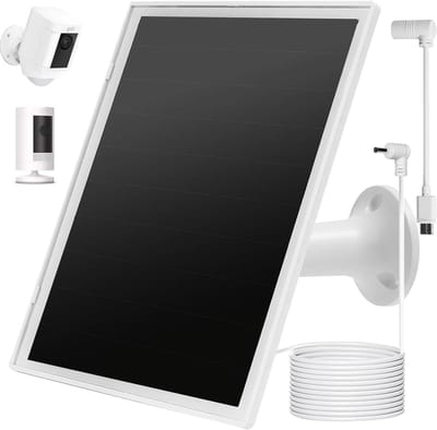 Zonnepaneel Camera - Energie Oplader - Continue Stroom - 360° Flexibele Beugel - 6W 5V - Zwart