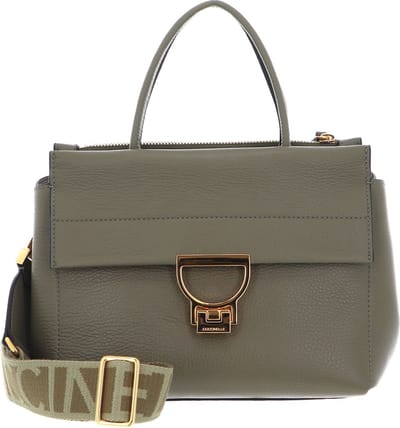 COCCINELLE Leren handtas schoudertas Arlettis Signature Handbag Grained Leather Laurel Green olijfgroen
