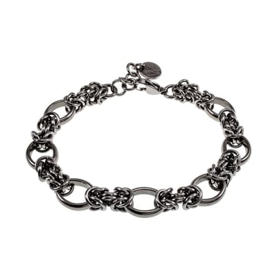 Ovale en Byzantijnse Schakelarmband, Exclusieve Armband RVS, Unisex, Verstelbaar 16 - 19cm - Handgemaakt esde2