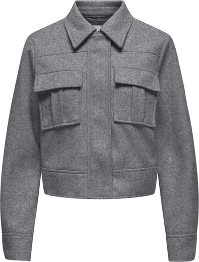 ONLY ONLNANCY LIFE SHORT CARGO JACKET CC OTW Dames Jas - Medium Grey Melange