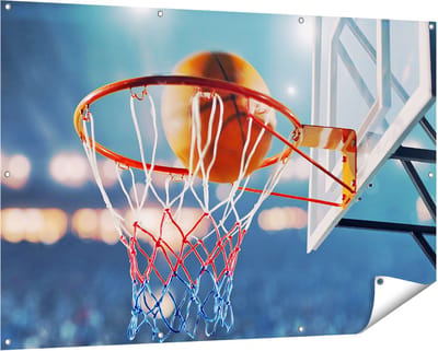 Gards Tuinposter Basketbal in Ring - Hoepel - Bord - 150x100 cm - Tuindoek - Tuindecoratie - Wanddecoratie buiten - Tuinschilderij