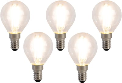 LUEDD Set van 5 E14 LED lampen filament P45 4W 470 lm 2700K