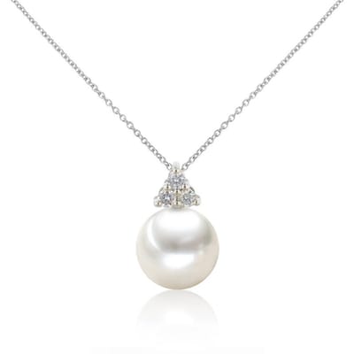 Luna-Pearls - 202.1718 - Hanger - Dames - 585 Witgoud - Zoetwatercultuurparel en Brillanten