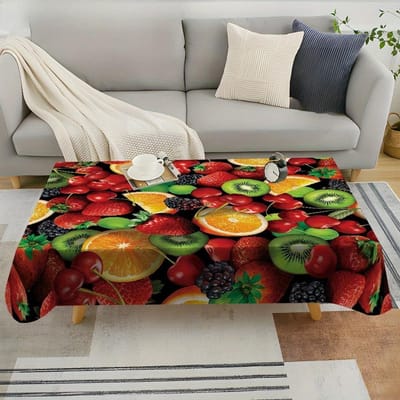 Kleurrijke Fruitpatroon Rechthoekige Tafelkleden voor Tafeldecoratie Waterdicht Herbruikbaar Machine Wasbaar Tafelkleed voor Keukenfeest 140x140cm