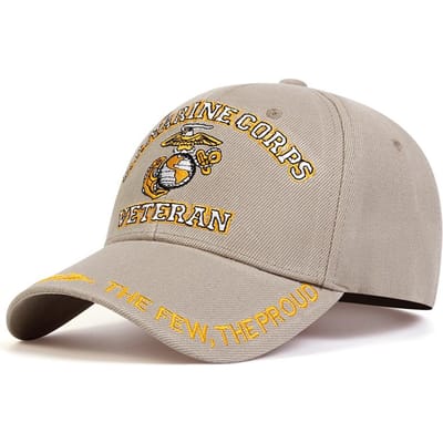 NOUS. Casquettes de baseball à broderie Lettre de vétéran du Corps des Marines Printemps et Automne Unisexes Réglables Extérieur Chapeaux Décontractés Chapeau Pare-soleil beige