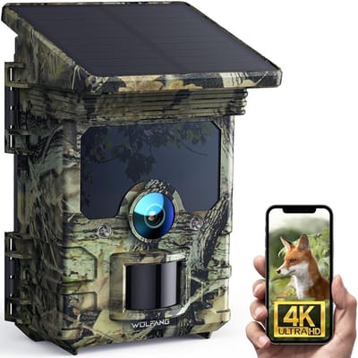 Wildlife Camera - Natuurcamera Trailcamera - Natuur Opnemen - Zonne-energie Opladen - 4K 68MP - Groen