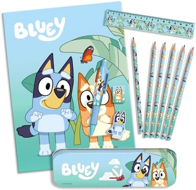 Bluey Schrijfwaren Set – Teken- en Schoolset voor Kinderen | 22,5 x 30 x 2 cm | Officieel Bluey Design