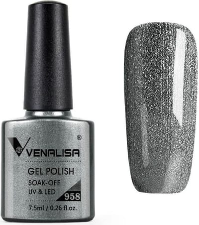 Venalisa UV Gellak Zilver - 7.5 ml - Donker Zilveren Gellak - Gellak Zilver - Gellak Zilver Glitter - Gellak Silver - Gellak Kleuren - Venalisa Gellak - Gellak Nagellak