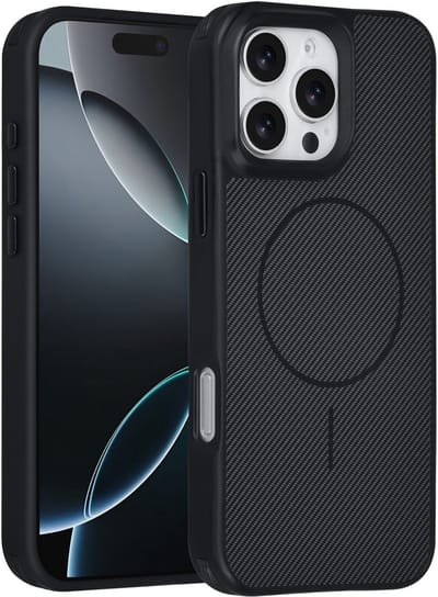 TUNIQ Back cover voor iPhone 16 Pro Max - MagSafe - Carbon Fiber - Zwart