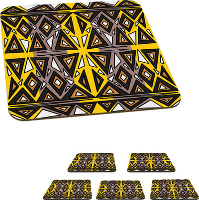 Onderzetters voor glazen - Afrika - Geometrie - Patronen - 10x10 cm - Glasonderzetters - 6 stuks