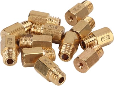 Carburetor Main Sprayers - 12 Piece Set - Hex Type Brass Main Sprayer Carburetor Accessories - Set Replacement