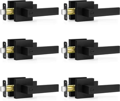 6 Pack Moderne Zwarte Deurgrepen Privacy Deurhendels Zwarte Deurknoppen Interieur Zware Omkeerbare Deursloten Keyless Vierkante Interieur Deurklink
