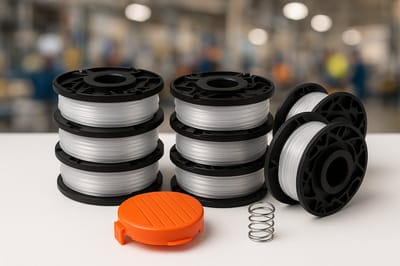 Set van 8 trimmerdraadspoelen geschikt voor Black & Decker – 9,15 meter lengte, 1,65 mm dikte + spoeldeksel en veer