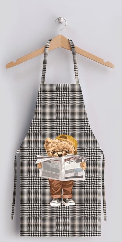 Apron Teddy Newspaper - keukenschort damen - keukenschort heren - one size - unisex - dream deconraitons