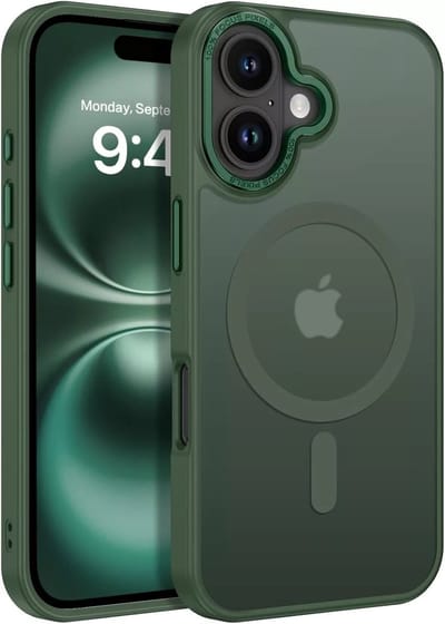 Backcover matte achterkant telefoonhoes [Compatibel met MagSafe] Schokbestendig Hoesje - Geschikt voor: Apple iPhone 16 Plus - Groen