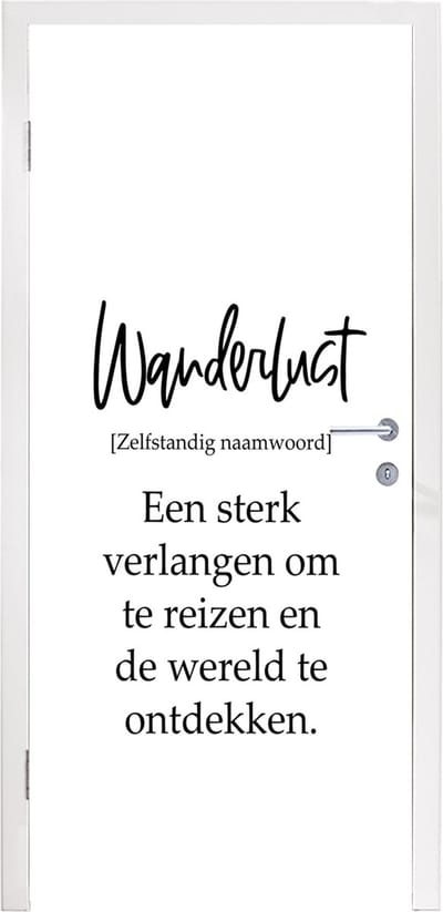 Deursticker Spreuken - Quotes - Een sterk verlangen om te reizen - Wanderlust - Reizen - 95x235 cm - Deurposter