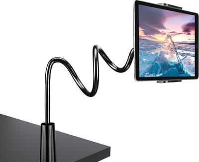Zwanenhals Tablethouder,Tablethouder - Flexibele Verstelbare Arm in bed voor Ipad/Mobiele Telefoon/Switch/Samsung Galaxy Tabs/Kindle Fire HD etc., 76cm totale lengte - Zwart