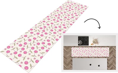 Keukenloper - Loper keuken - Kersen - Bloemen - Stippen - Patronen - 200x50 cm - Keukenloper vinyl
