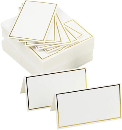 Joya Party® Naamkaartjes voor Tafelschikking van 25 stuks voor een Bruiloft of Feest | Tafelkaartjes Goud met Wit | Tafel Plaatskaartjes