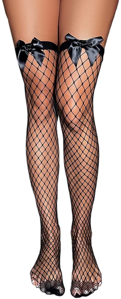 Dailygoods - Vrouwen Visnet Kousen met Boog - Sexy Hoge Kousen in Black