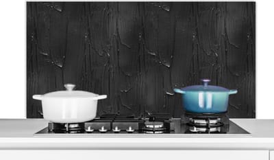 Spatscherm Keuken - Kookplaat Achterwand - Spatwand Fornuis - 120x60 cm - Verf - Zwart - Patronen - Aluminium - Wanddecoratie - Muurbeschermer - Hittebestendig