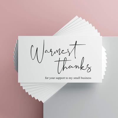 100 Stuks Luxe Bedankkaartjes voor Kleine Bedrijven - Elegante Hartendank - 9x5 cm - 300GSM
