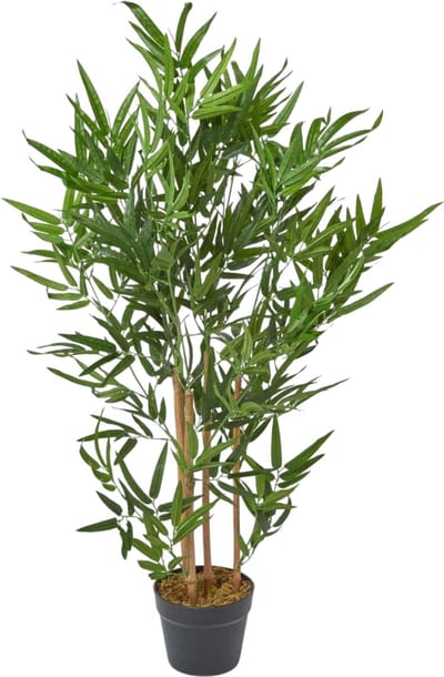 Homescapes kunstbamboeboom – groene bamboe kunstplant in pot – 95 cm – realistische kunstboom – voor binnen & buiten – onderhoudsvrij