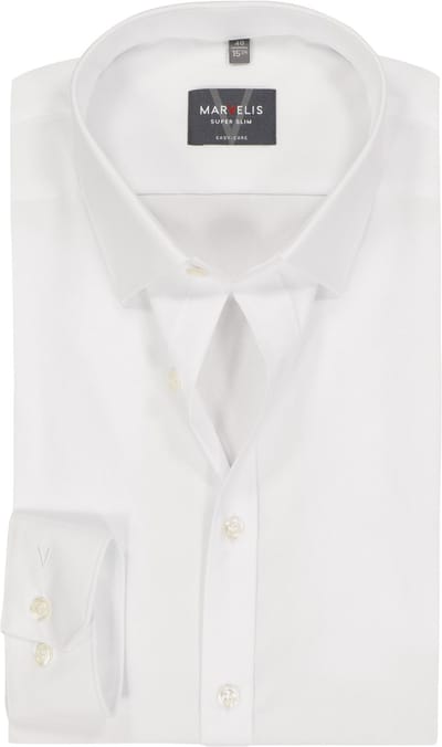 MARVELIS super slim fit overhemd - popeline - wit - Strijkvriendelijk - Boordmaat: 36