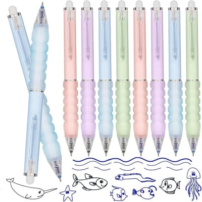Vervangbare balpen 0.5mm met 10 navullingen voor notities, school en kantoor (4 zwart + 4 blauw)