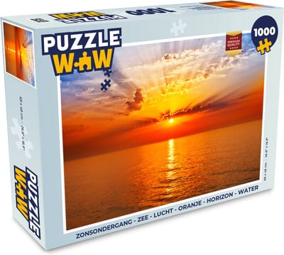 Puzzel Zonsondergang - Zee - Lucht - Oranje - Horizon - Water - Legpuzzel - Puzzel 1000 stukjes volwassenen