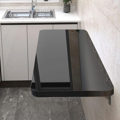 Opvouwbaar Bureau - Wandbureau Zweeftafel - Ruimtebesparend Werken - Inklapbaar Druppelblad - 80x30cm - Zwart