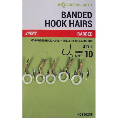 Korum Banded Hook Hairs Barbed (5 pcs) - Maat : 10