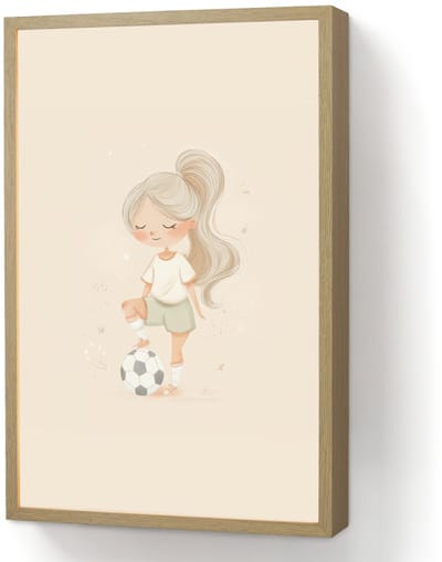 Wandlamp 40x60 cm - Oplaadbaar - Meisje - Voetbal - Beige - Wandlampen binnen woonkamer - Slaapkamer lamp - Decoratieve nachtlamp - Vloerlamp draadloos