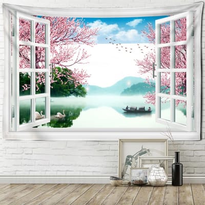 Zeegezicht Wandtapijt Wandhanger Boheemse Kunst Woonkamer Raam Schilderij Eenvoudige Noordse Woondecoratie 150x150cm