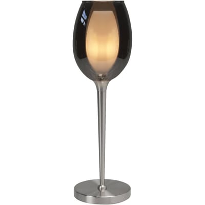 HighLight Belle tafellamp, rookgrijs/nikkel, hoogte 40 cm, glas