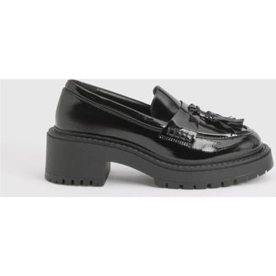 boohoo Dames Brede Pasvorm Chunky Kwast Loafer | Zwart | Maat: 37