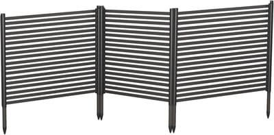 Tuinafscheiding 3 x stuks - Metalen Tuinscherm met PE-Coating 270 x 124 cm - Stevige Decoratieve Afrastering - Steekbaar Zonder Graven - Weerbestendige Dierenbarrière voor Tuin, Terras, Border & Bloemperk,Zwart