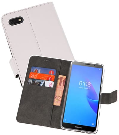 Booktype Telefoonhoesjes - Bookcase Hoesje - Wallet Case - Geschikt voor Huawei Y5 Lite 2018 - Wit
