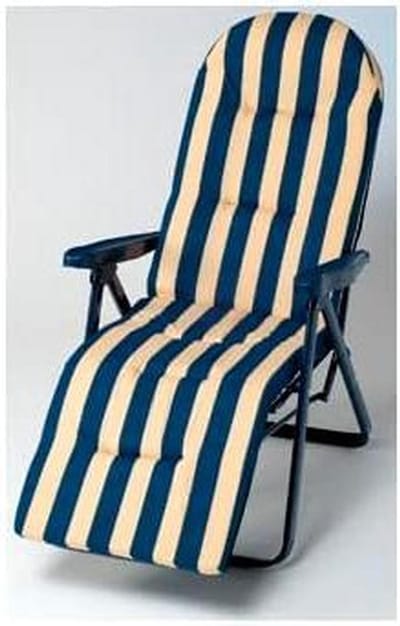 Fauteuil Relax - Lounger Stoel - Buiten Ontspannen - 5 Posities Instelbaar - 110 x 62 cm - Blauw Gestreept